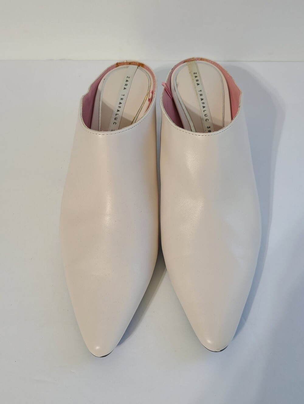 Zara Kitten Heel Mule In Ecru (Off White) Sz 38